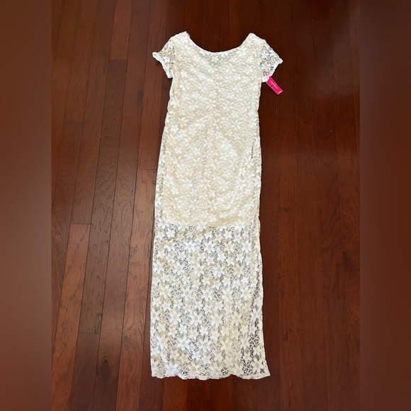 NWT Xhilaration Ivory lace crochet maxi dress Sz XS Partially Lined Short Sleeve - Picture 2 of 13